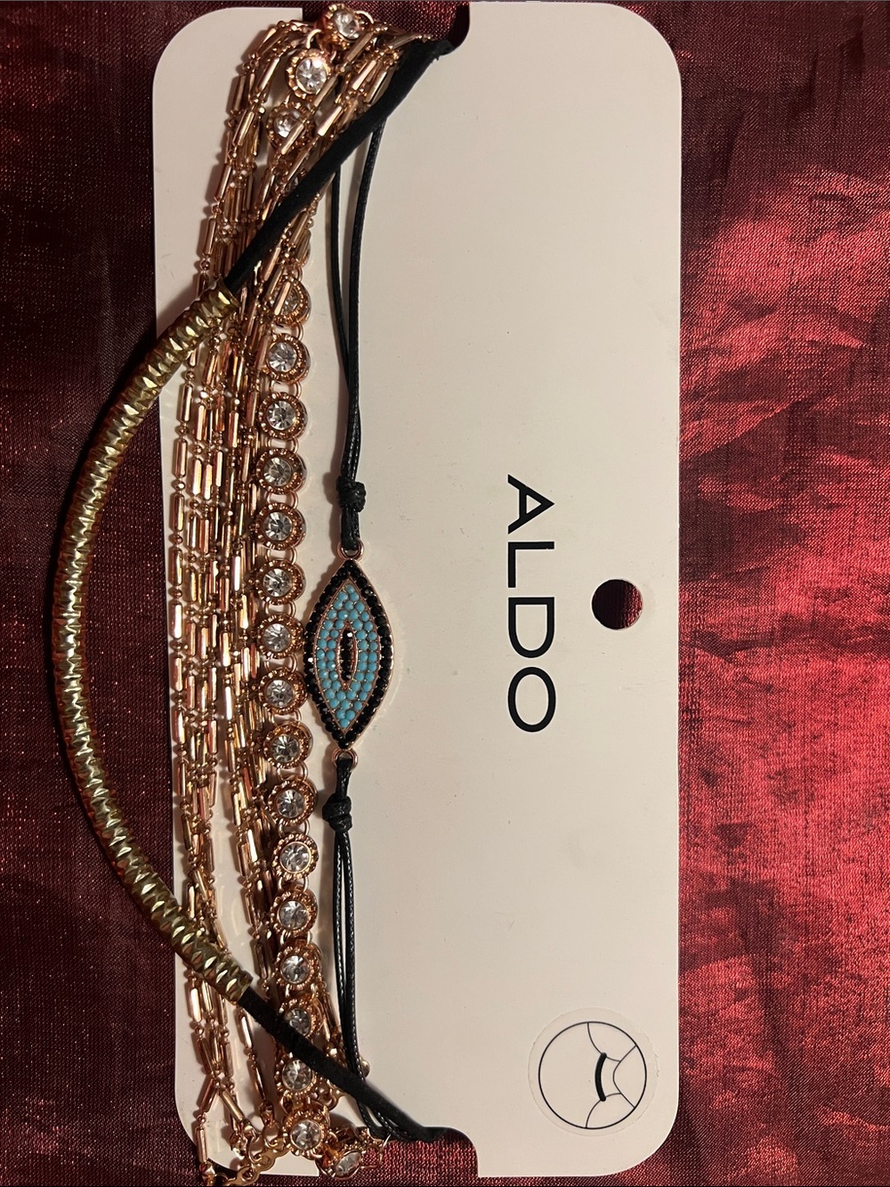 ALDO Gold and Turquoise Multi-Row Layered necklace Set